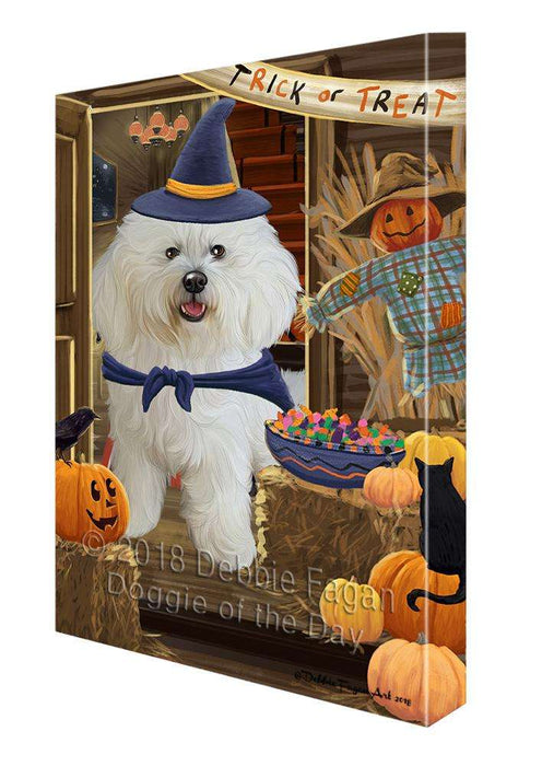 Enter at Own Risk Trick or Treat Halloween Bichon Frise Dog Canvas Print Wall Art Décor CVS94886