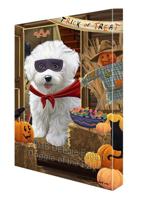 Enter at Own Risk Trick or Treat Halloween Bichon Frise Dog Canvas Print Wall Art Décor CVS94895