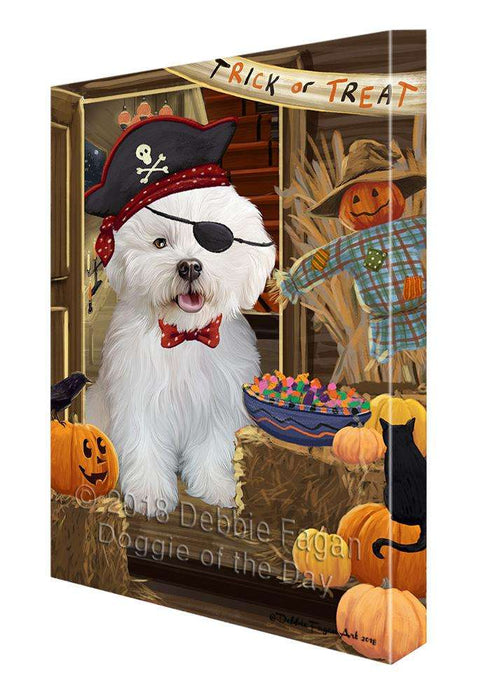 Enter at Own Risk Trick or Treat Halloween Bichon Frise Dog Canvas Print Wall Art Décor CVS94904