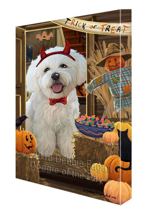 Enter at Own Risk Trick or Treat Halloween Bichon Frise Dog Canvas Print Wall Art Décor CVS94913