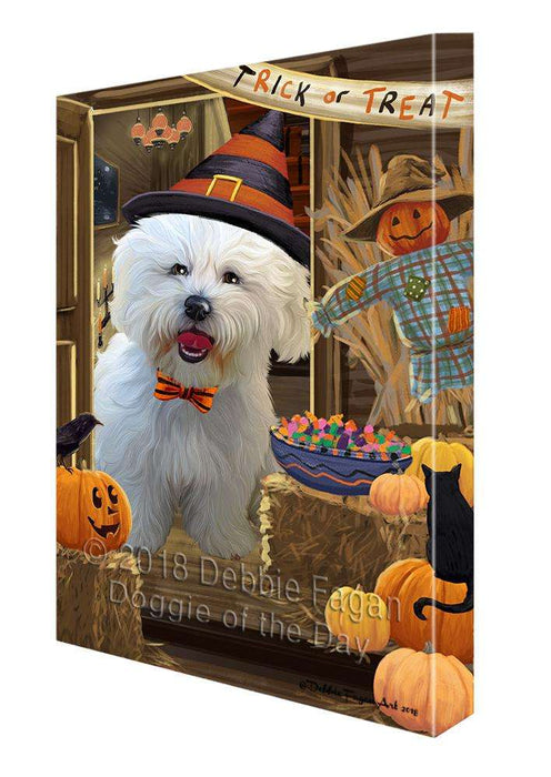 Enter at Own Risk Trick or Treat Halloween Bichon Frise Dog Canvas Print Wall Art Décor CVS94922
