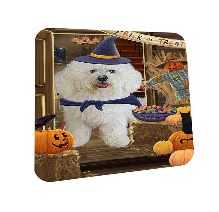 Enter at Own Risk Trick or Treat Halloween Bichon Frise Dog Coasters Set of 4 CST52963