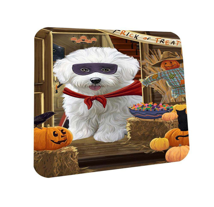 Enter at Own Risk Trick or Treat Halloween Bichon Frise Dog Coasters Set of 4 CST52964