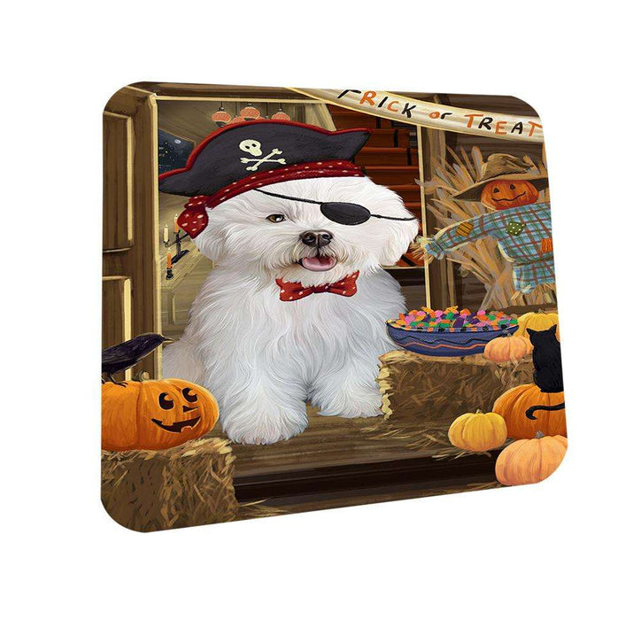 Enter at Own Risk Trick or Treat Halloween Bichon Frise Dog Coasters Set of 4 CST52965