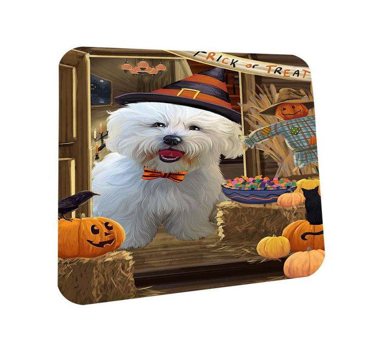 Enter at Own Risk Trick or Treat Halloween Bichon Frise Dog Coasters Set of 4 CST52967