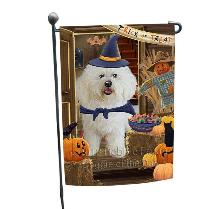 Enter at Own Risk Trick or Treat Halloween Bichon Frise Dog Garden Flag GFLG53066