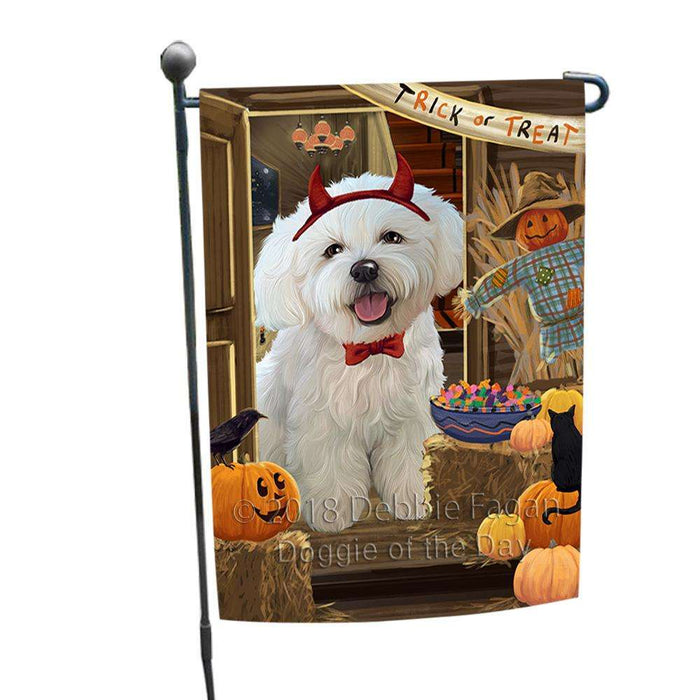 Enter at Own Risk Trick or Treat Halloween Bichon Frise Dog Garden Flag GFLG53069