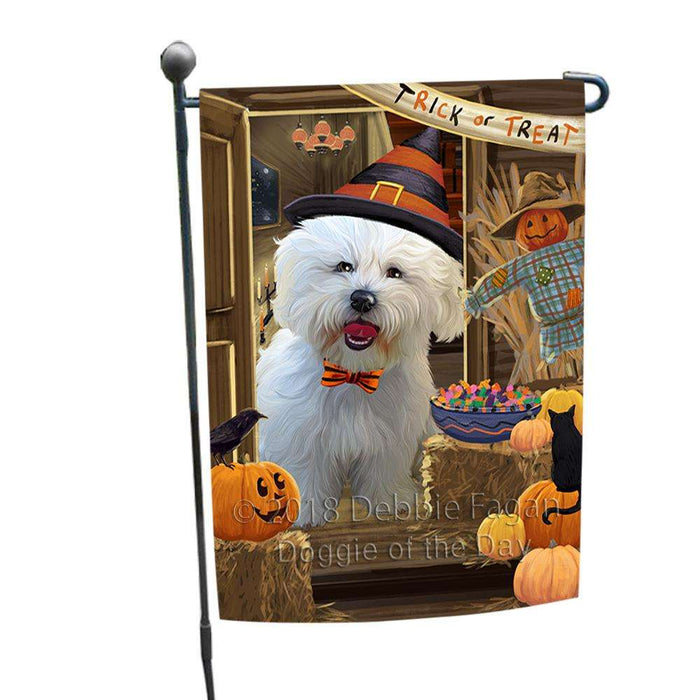 Enter at Own Risk Trick or Treat Halloween Bichon Frise Dog Garden Flag GFLG53070