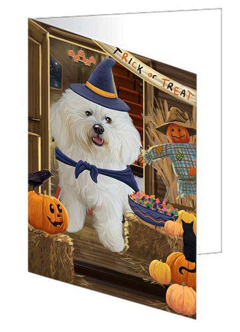 Enter at Own Risk Trick or Treat Halloween Bichon Frise Dog Handmade Artwork Assorted Pets Greeting Cards and Note Cards with Envelopes for All Occasions and Holiday Seasons GCD63041