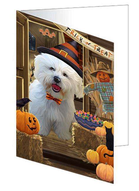 Enter at Own Risk Trick or Treat Halloween Bichon Frise Dog Handmade Artwork Assorted Pets Greeting Cards and Note Cards with Envelopes for All Occasions and Holiday Seasons GCD63053