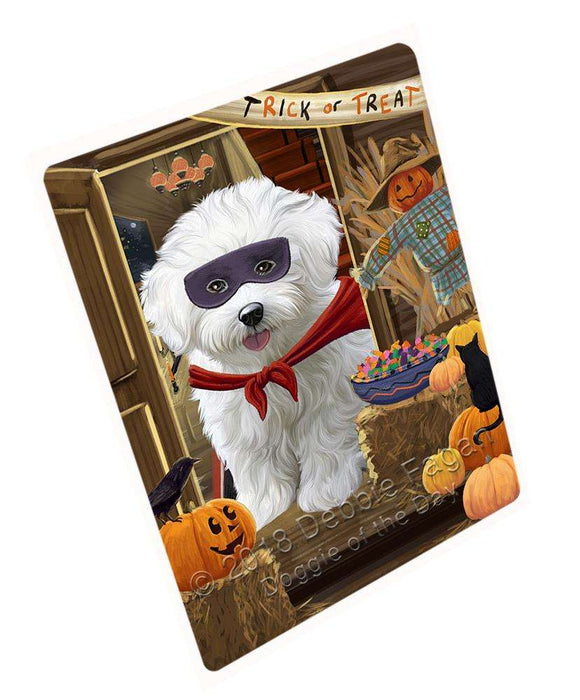 Enter At Own Risk Trick Or Treat Halloween Bichon Frise Dog Magnet Mini (3.5" x 2") MAG63459