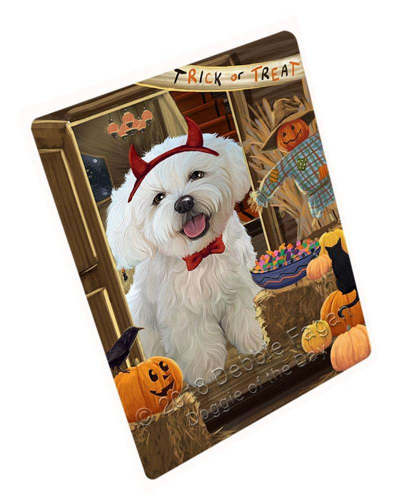 Enter At Own Risk Trick Or Treat Halloween Bichon Frise Dog Magnet Mini (3.5" x 2") MAG63465
