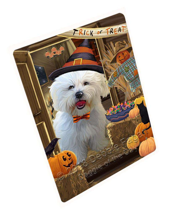 Enter At Own Risk Trick Or Treat Halloween Bichon Frise Dog Magnet Mini (3.5" x 2") MAG63468