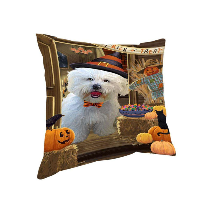 Enter at Own Risk Trick or Treat Halloween Bichon Frise Dog Pillow PIL68540