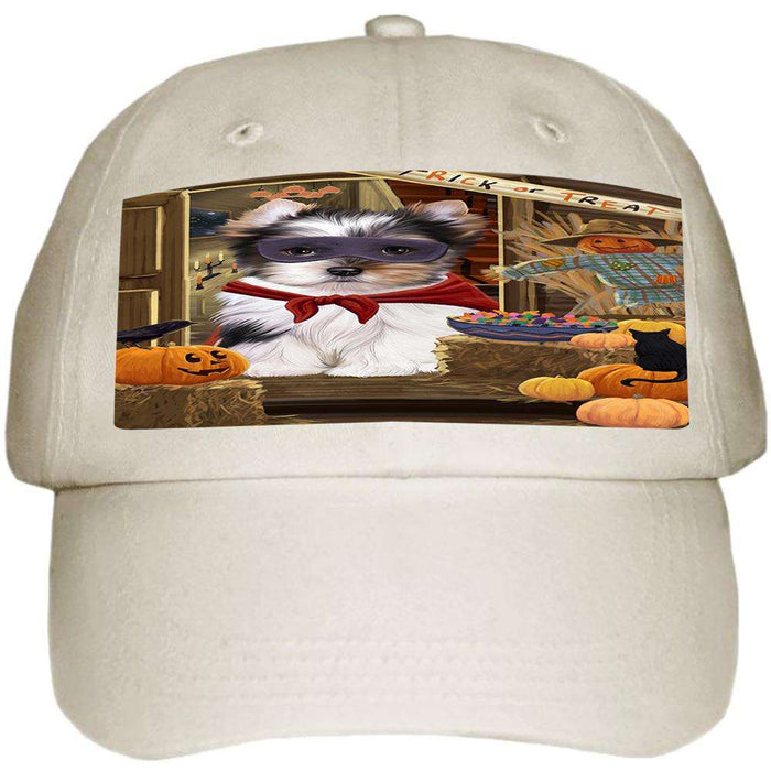 Enter at Own Risk Trick or Treat Halloween Biewer Terrier Dog Ball Hat Cap HAT62763