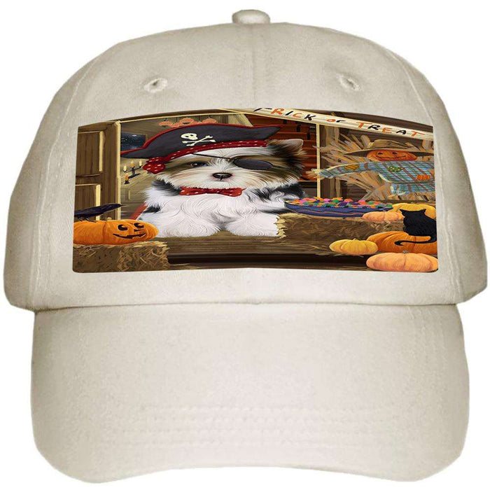 Enter at Own Risk Trick or Treat Halloween Biewer Terrier Dog Ball Hat Cap HAT62766