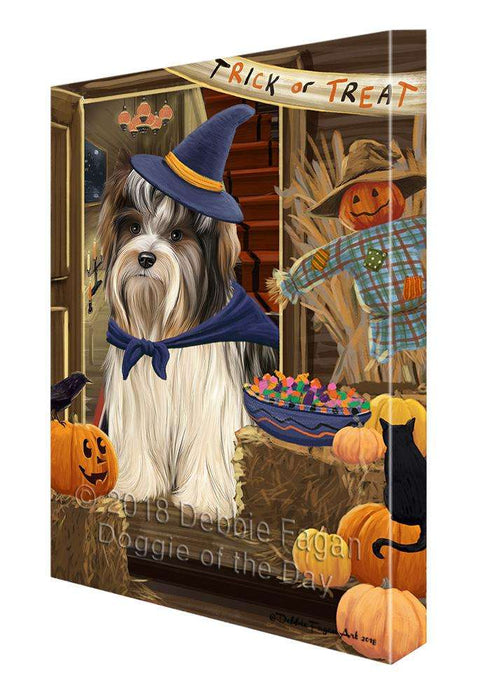 Enter at Own Risk Trick or Treat Halloween Biewer Terrier Dog Canvas Print Wall Art Décor CVS94931