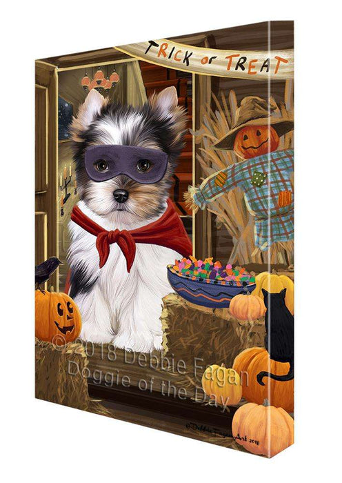 Enter at Own Risk Trick or Treat Halloween Biewer Terrier Dog Canvas Print Wall Art Décor CVS94940