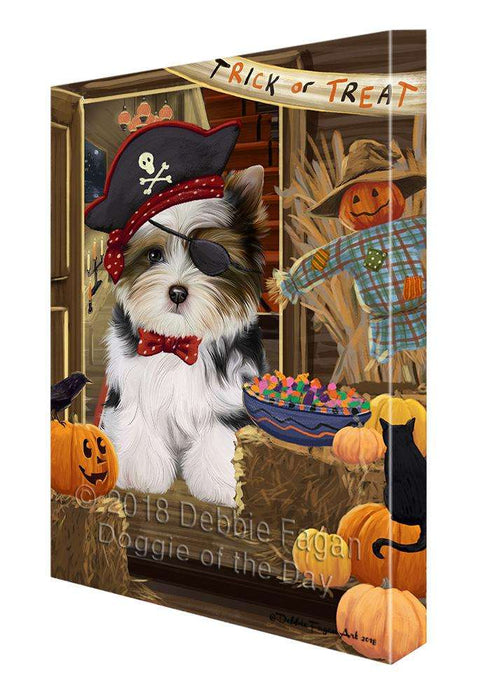Enter at Own Risk Trick or Treat Halloween Biewer Terrier Dog Canvas Print Wall Art Décor CVS94949