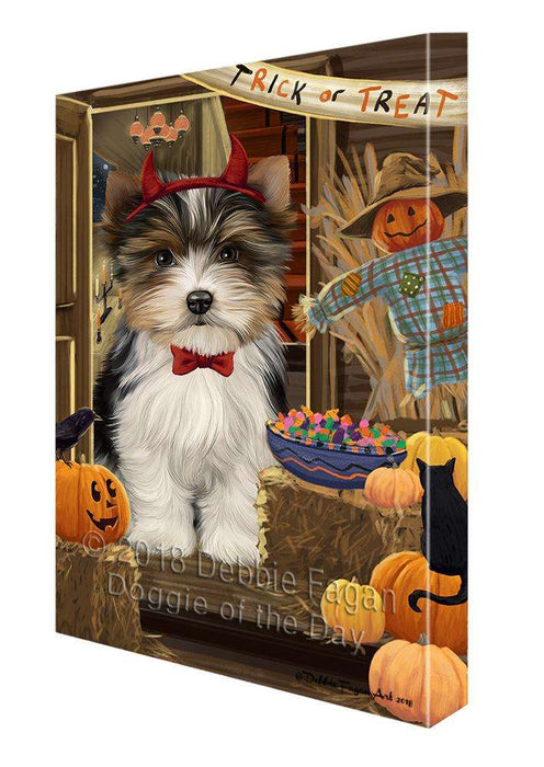 Enter at Own Risk Trick or Treat Halloween Biewer Terrier Dog Canvas Print Wall Art Décor CVS94958