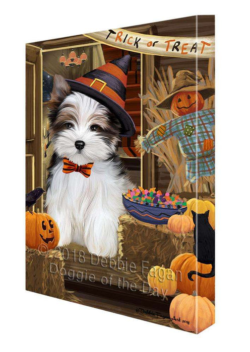 Enter at Own Risk Trick or Treat Halloween Biewer Terrier Dog Canvas Print Wall Art Décor CVS94967