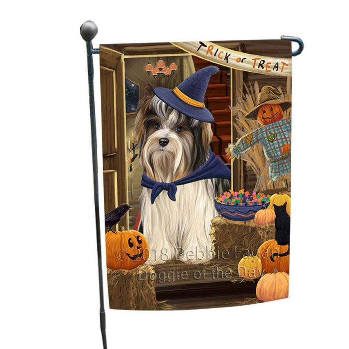 Enter at Own Risk Trick or Treat Halloween Biewer Terrier Dog Garden Flag GFLG53071