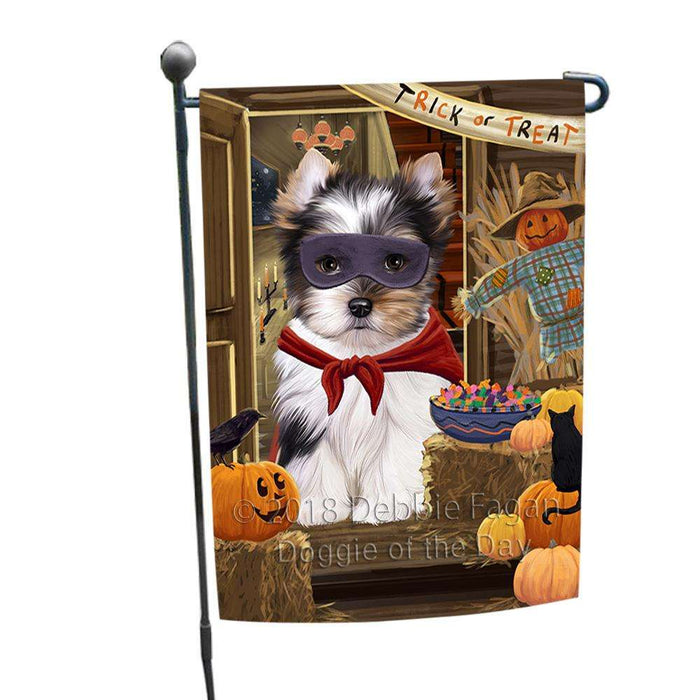 Enter at Own Risk Trick or Treat Halloween Biewer Terrier Dog Garden Flag GFLG53072