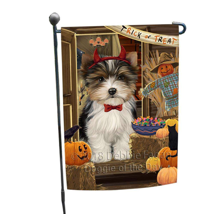 Enter at Own Risk Trick or Treat Halloween Biewer Terrier Dog Garden Flag GFLG53074
