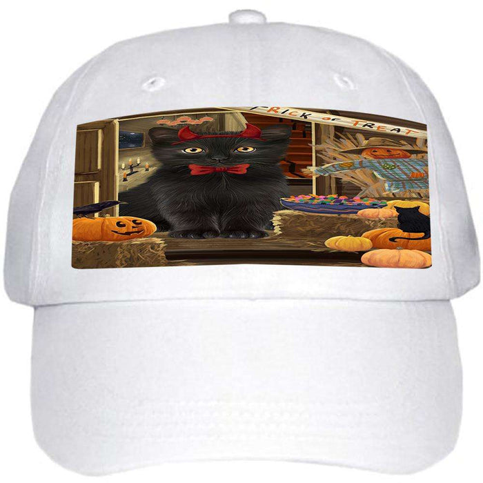 Enter at Own Risk Trick or Treat Halloween Black Cat Ball Hat Cap HAT62784