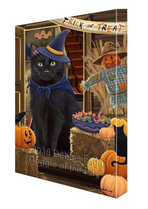 Enter at Own Risk Trick or Treat Halloween Black Cat Canvas Print Wall Art Décor CVS94976