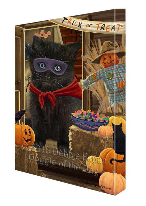Enter at Own Risk Trick or Treat Halloween Black Cat Canvas Print Wall Art Décor CVS94985