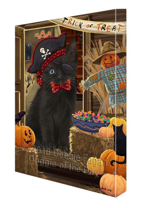 Enter at Own Risk Trick or Treat Halloween Black Cat Canvas Print Wall Art Décor CVS94994