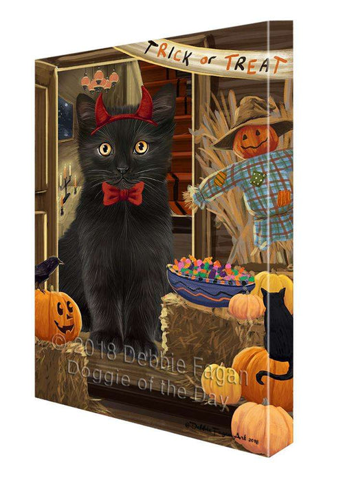 Enter at Own Risk Trick or Treat Halloween Black Cat Canvas Print Wall Art Décor CVS95003