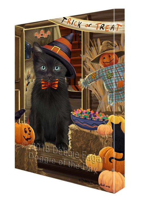 Enter at Own Risk Trick or Treat Halloween Black Cat Canvas Print Wall Art Décor CVS95012