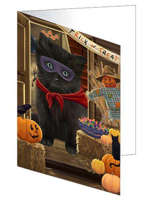 Enter at Own Risk Trick or Treat Halloween Black Cat Handmade Artwork Assorted Pets Greeting Cards and Note Cards with Envelopes for All Occasions and Holiday Seasons GCD63074