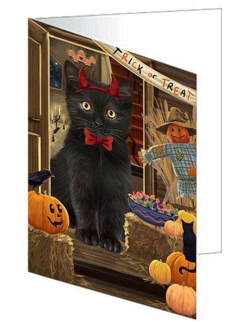 Enter at Own Risk Trick or Treat Halloween Black Cat Handmade Artwork Assorted Pets Greeting Cards and Note Cards with Envelopes for All Occasions and Holiday Seasons GCD63080