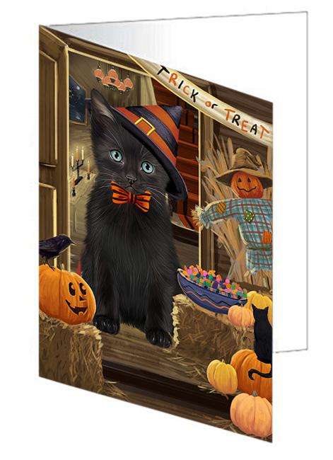 Enter at Own Risk Trick or Treat Halloween Black Cat Handmade Artwork Assorted Pets Greeting Cards and Note Cards with Envelopes for All Occasions and Holiday Seasons GCD63083