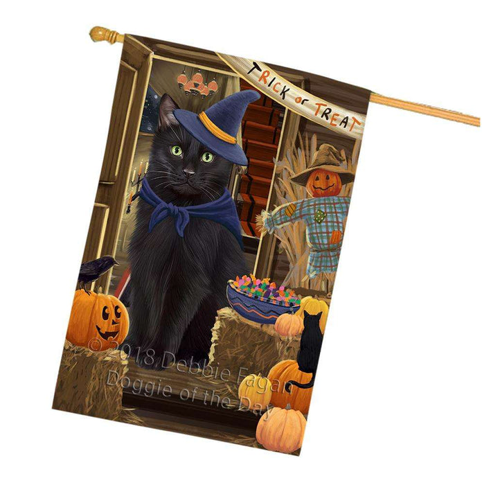 Enter at Own Risk Trick or Treat Halloween Black Cat House Flag FLG53212