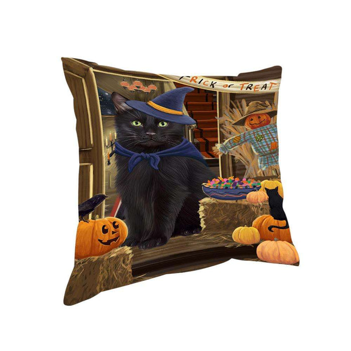 Enter at Own Risk Trick or Treat Halloween Black Cat Pillow PIL68564