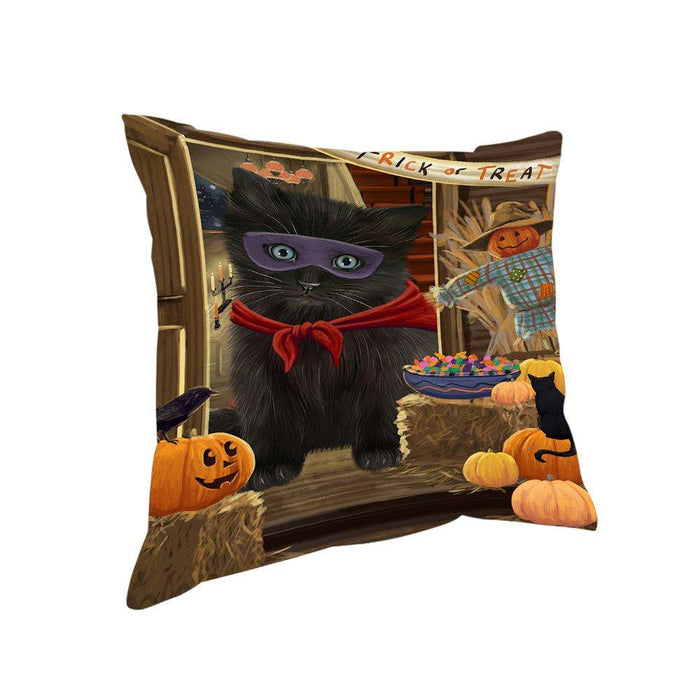 Enter at Own Risk Trick or Treat Halloween Black Cat Pillow PIL68568