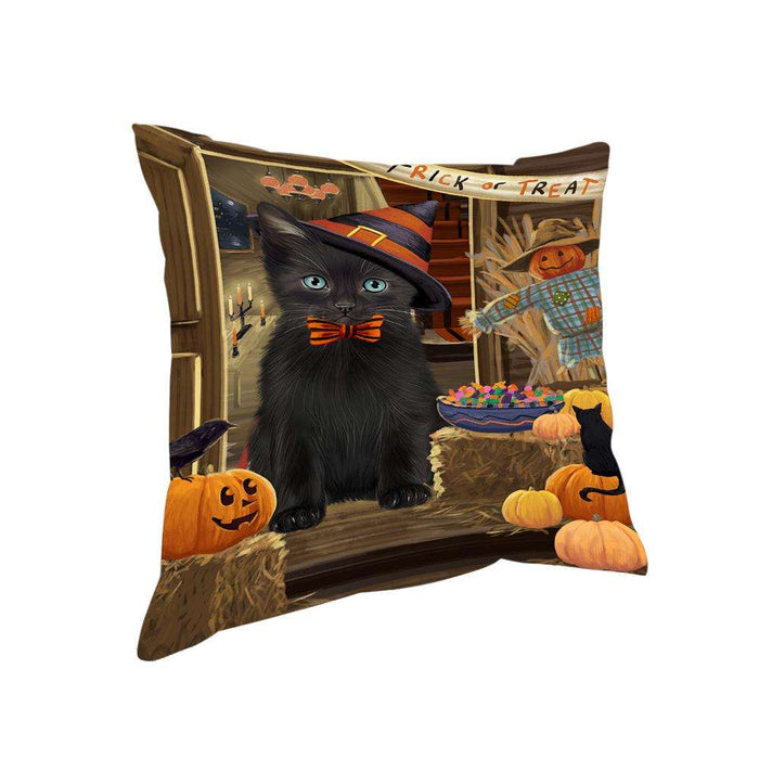 Enter at Own Risk Trick or Treat Halloween Black Cat Pillow PIL68580