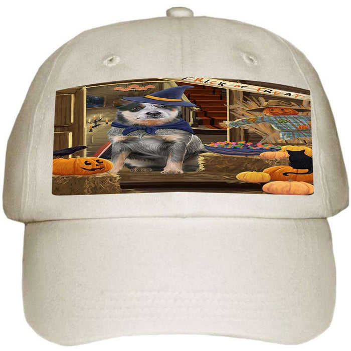Enter at Own Risk Trick or Treat Halloween Blue Heeler Dog Ball Hat Cap HAT62790