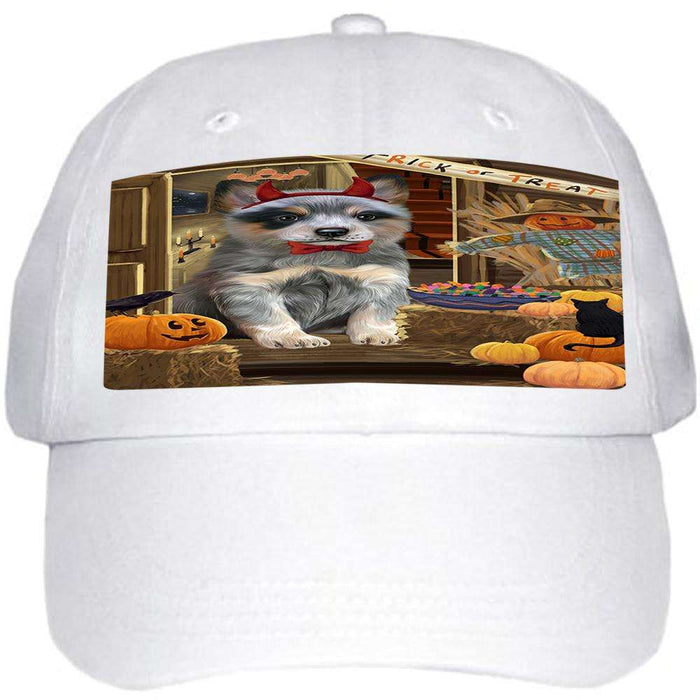 Enter at Own Risk Trick or Treat Halloween Blue Heeler Dog Ball Hat Cap HAT62799