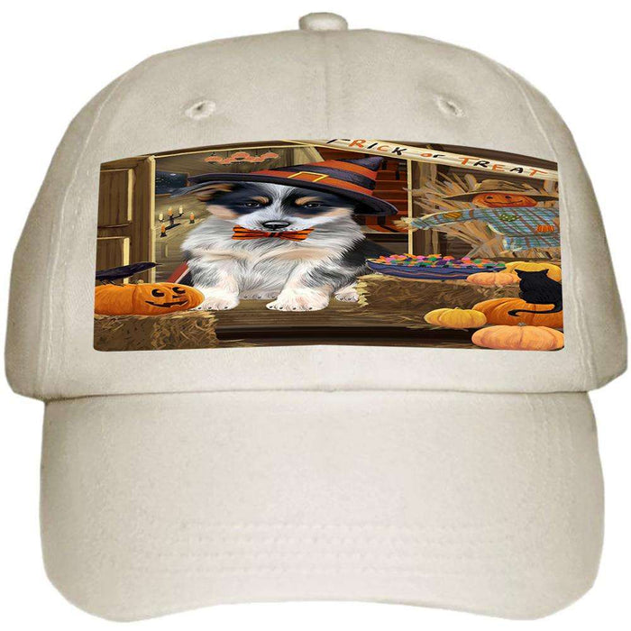 Enter at Own Risk Trick or Treat Halloween Blue Heeler Dog Ball Hat Cap HAT62802
