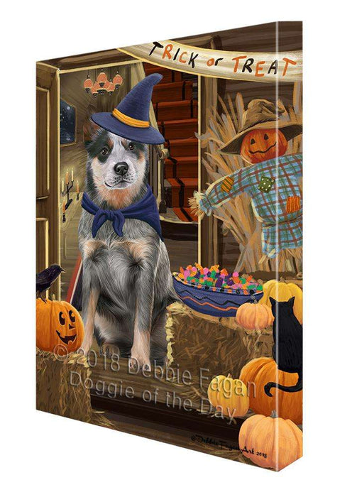 Enter at Own Risk Trick or Treat Halloween Blue Heeler Dog Canvas Print Wall Art Décor CVS95021
