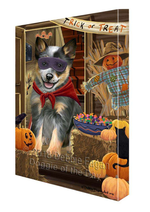 Enter at Own Risk Trick or Treat Halloween Blue Heeler Dog Canvas Print Wall Art Décor CVS95030