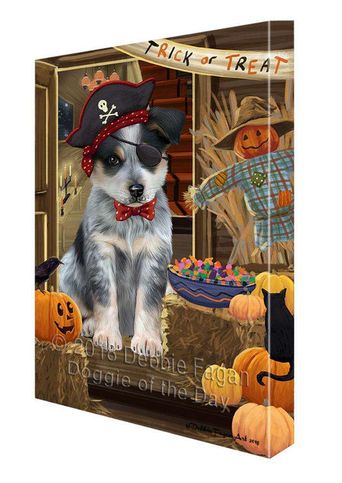 Enter at Own Risk Trick or Treat Halloween Blue Heeler Dog Canvas Print Wall Art Décor CVS95039
