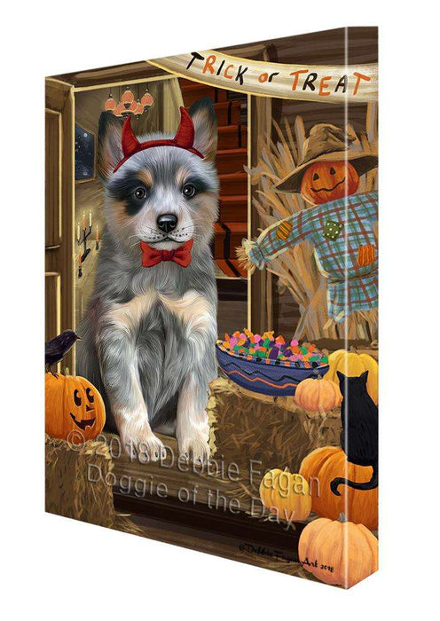 Enter at Own Risk Trick or Treat Halloween Blue Heeler Dog Canvas Print Wall Art Décor CVS95048