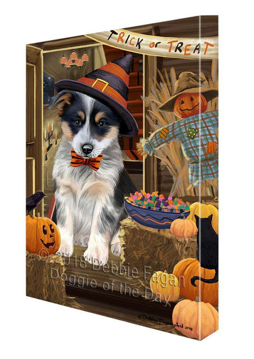 Enter at Own Risk Trick or Treat Halloween Blue Heeler Dog Canvas Print Wall Art Décor CVS95057