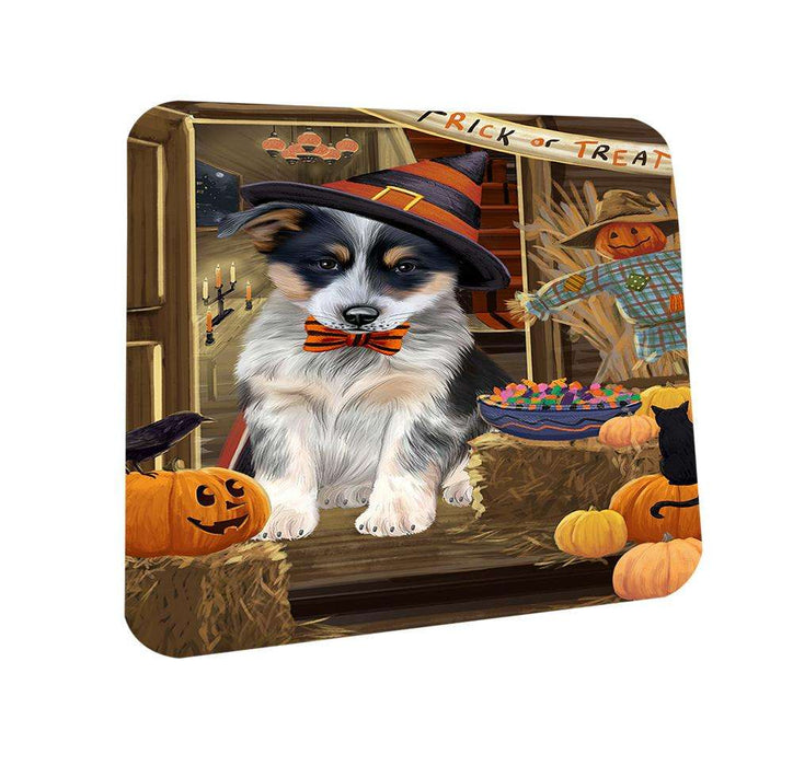 Enter at Own Risk Trick or Treat Halloween Blue Heeler Dog Coasters Set of 4 CST52982